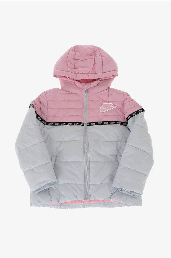 Nike Two-tone Puffer Jacket With Zip Closure In Gray
