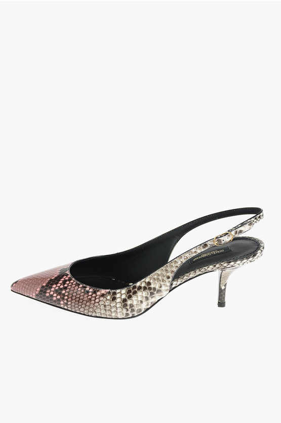 Dolce And Gabbana Two Tone Python Skin Slingbacks Women Glamood Outlet