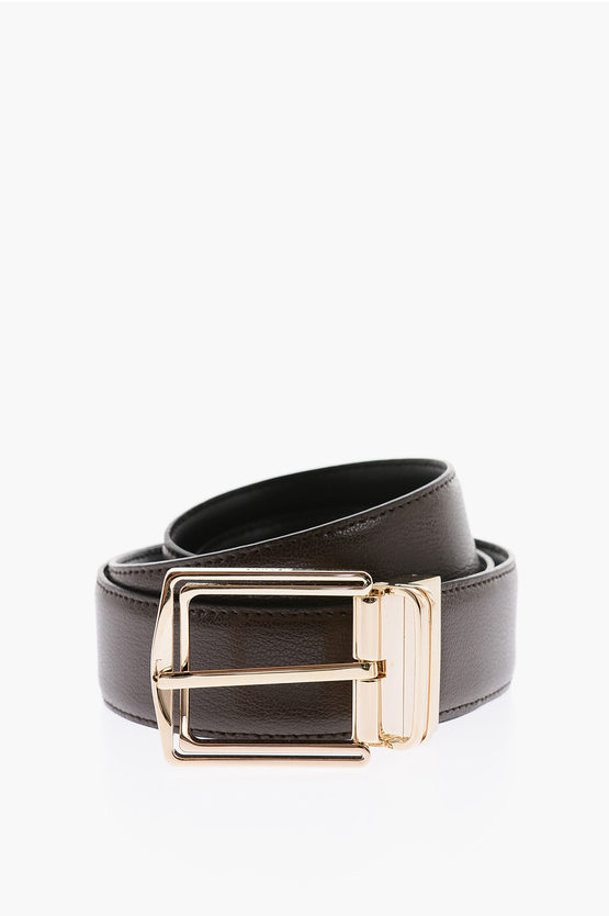 Ermenegildo Zegna Two-tone Reversible Leather Belt 35mm In Brown
