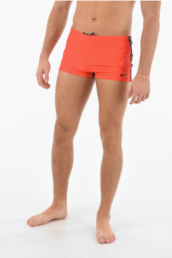 Nike Two Tone Shorts Swimsuit With Side Band Logo In Red