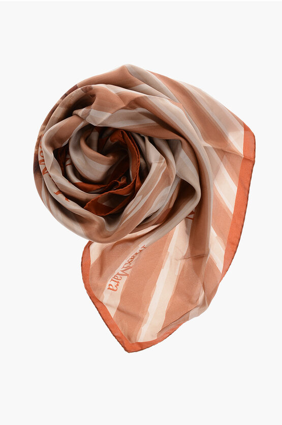 Max Mara Two-tone Silk Carre90 Foulard With Logo Print