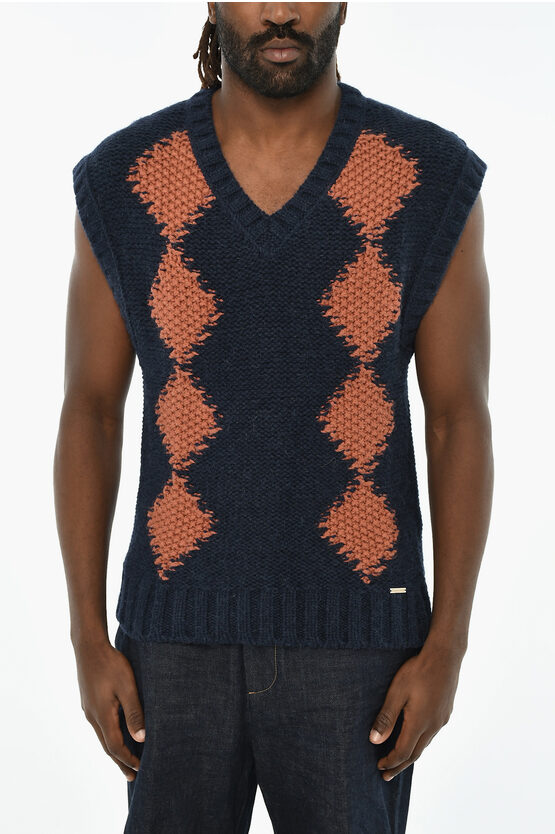 Dsquared2 Two-tone Sleeveless V-neck Sweater Grösse M