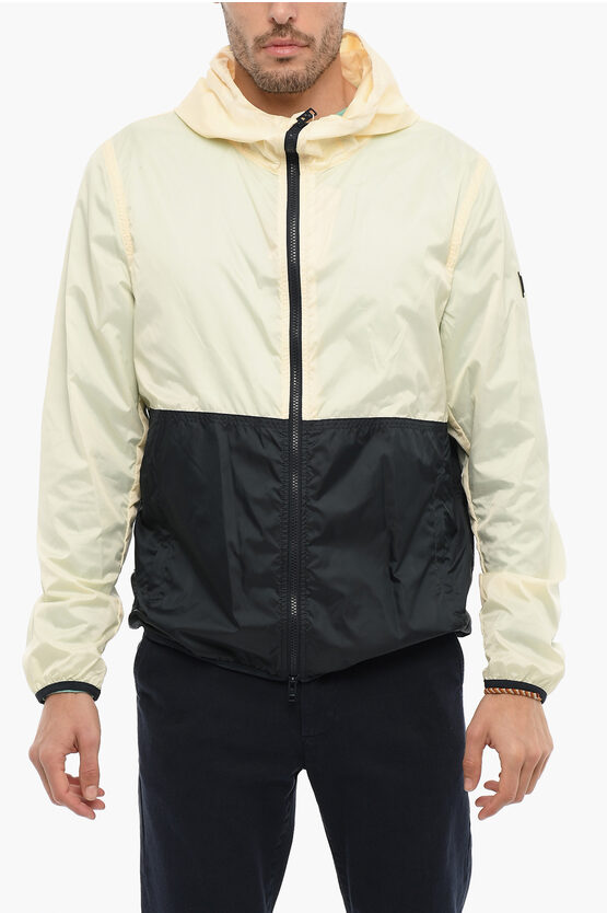 Woolrich Two-tone Southbay Windbreaker Jacket With Hood In Neutral