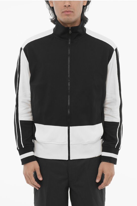 Neil Barrett Two-tone Sport Modernist Sweatshirt With Zip In Black