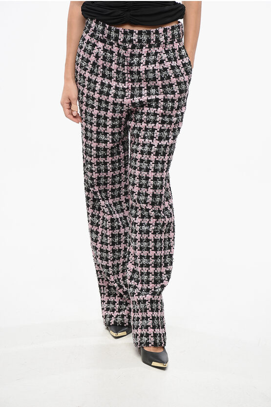 Msgm Two-tone Straight Leg Pants In Multi