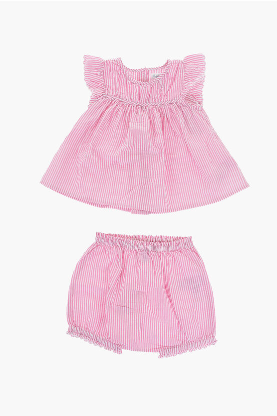 Polo Ralph Lauren Two-tone Striped Bloomer And Dress Set In Pink