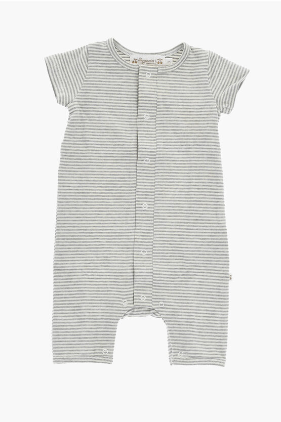 Bonpoint Two-tone Striped Bodysuit With Front Buttoning