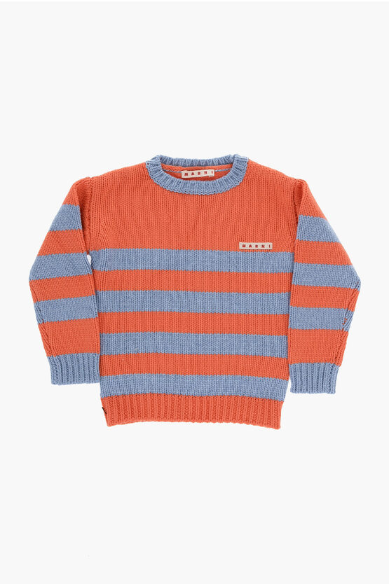 Shop Marni Two-tone Striped Crew-neck Sweater