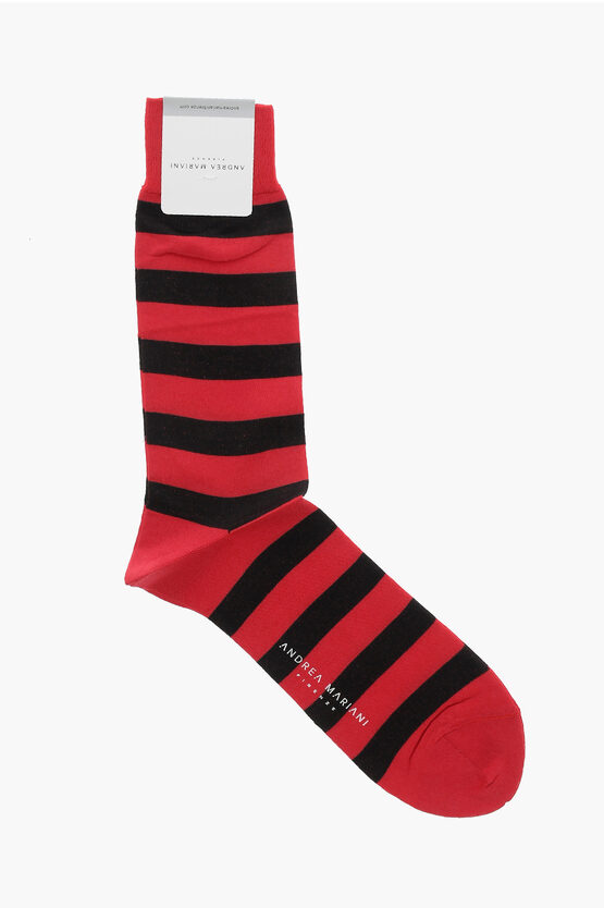 Shop Andrea Mariani Two-tone Striped Long Socks