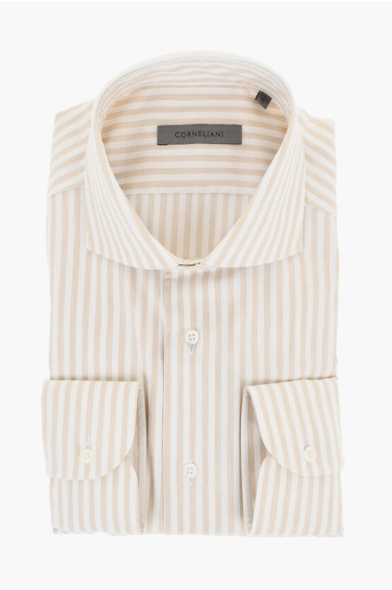 Corneliani Two-tone Striped Shirt With Spread Collar