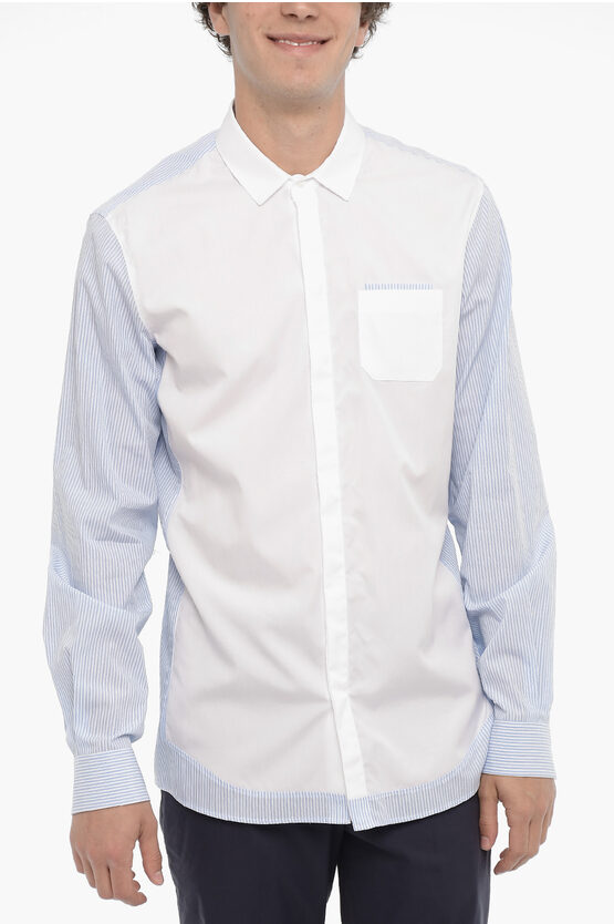 Shop Neil Barrett Two-tone Striped Slim Fit Shirt