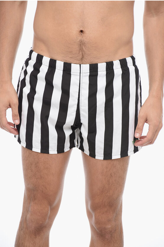 Shop Yes I Am Two-tone Striped Swim Shorts