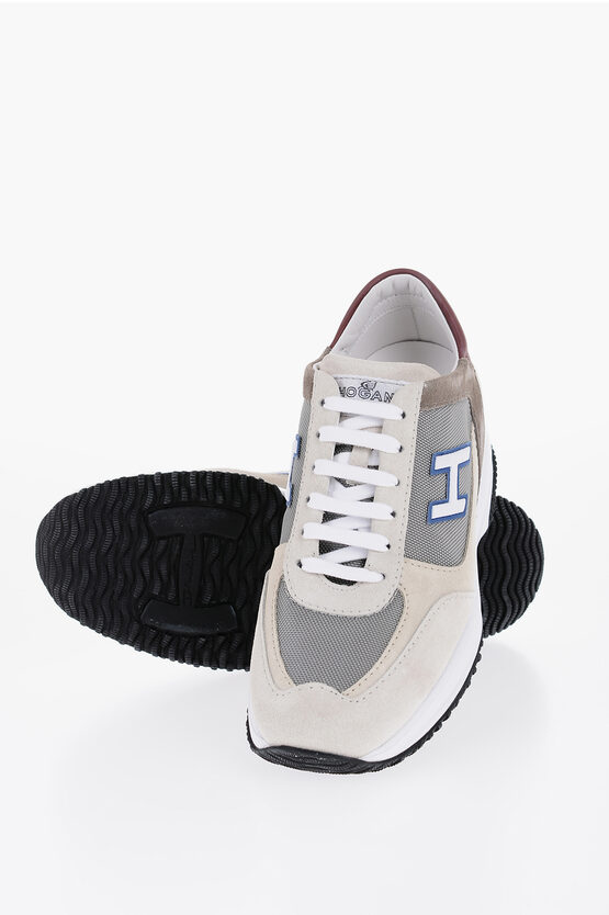 Hogan Two-tone Suede And Mesh Low-top Sneakers In White