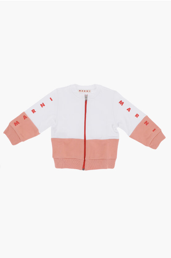 Marni Two-tone Sweatshirt With Zip Closure In Multi