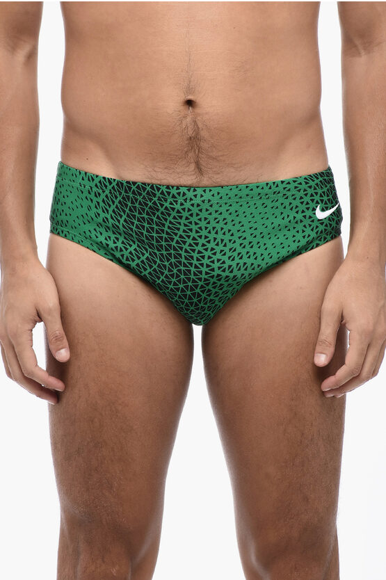 Shop Nike Two-tone Swim Briefs With Embroidered Logo