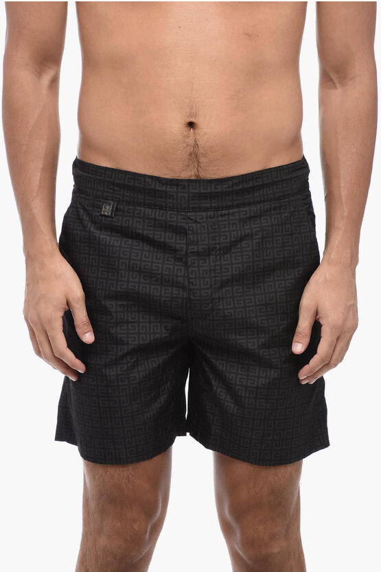 Shop Givenchy Two-tone Swim Shorts With All-over Logo