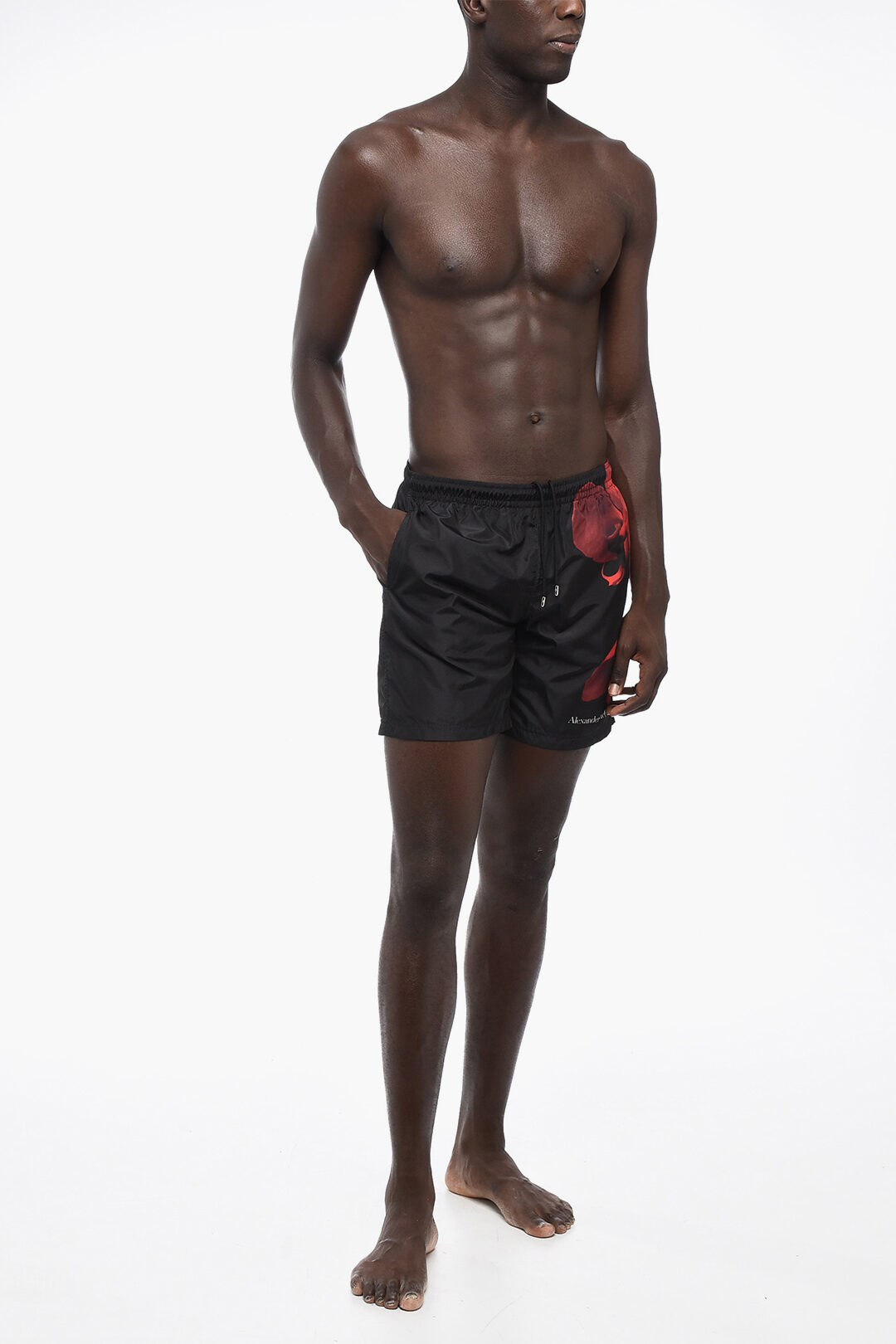 Alexander McQueen Two-Tone Swim Shorts with Orchid Print men