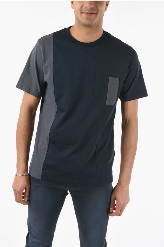 Diesel Two-tone T-risen-b1 T-shirt With Breast Pocket In Multi