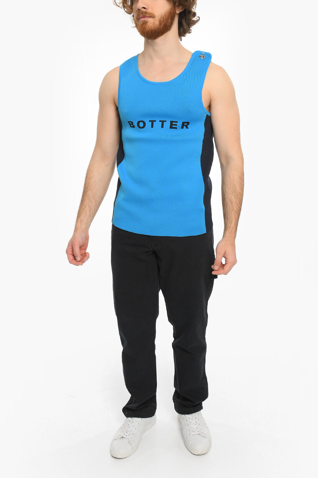 Two-Tone Tank Top with Logo Embroidery