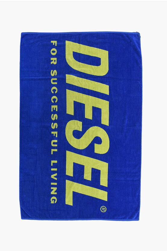 Diesel Two-tone Terry-cotton Herty Beach Towel In Blue