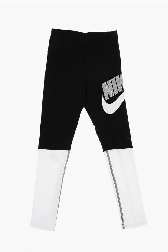 Nike Two-tone Tight Fit Leggings In Black