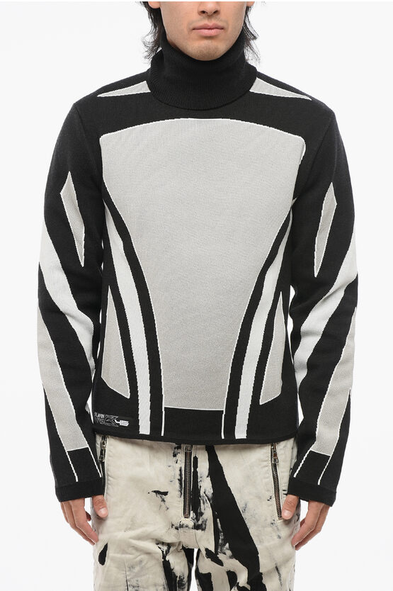 Balmain Colour-block Roll Neck Jumper In Multi