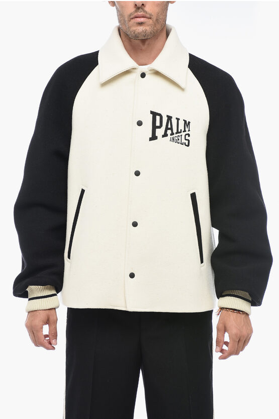 Shop Palm Angels Virgin Wool University Two-toned Coat