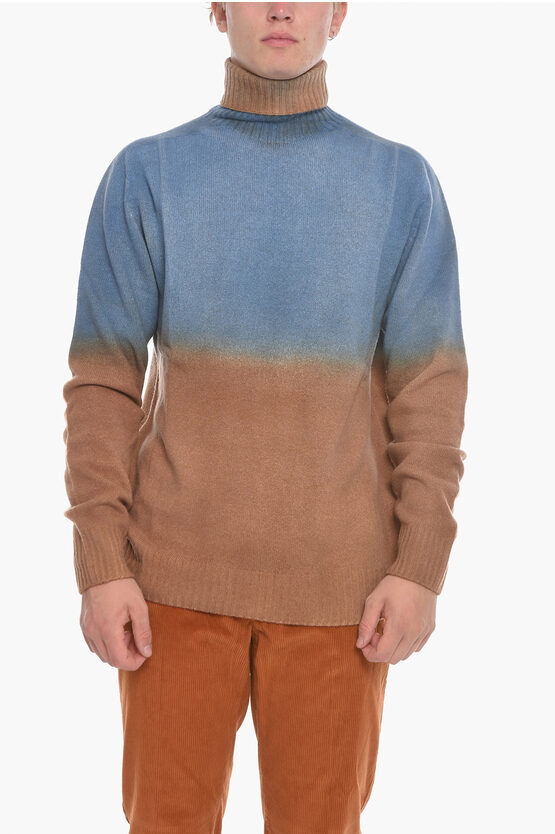 Altea Two-tone Virgin Wool And Cashmere Sweater In Blue