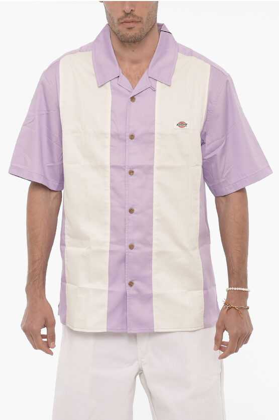 Dickies Two-tone Westover Shirt With Logoed-buttons In Purple