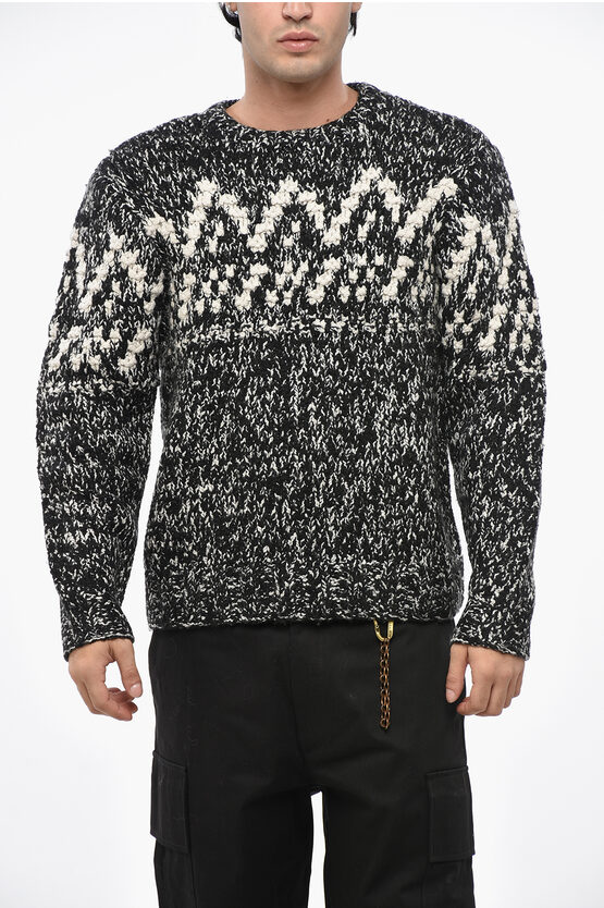 Woolrich Two-tone Wool Blend Crew-neck Sweater In Multi