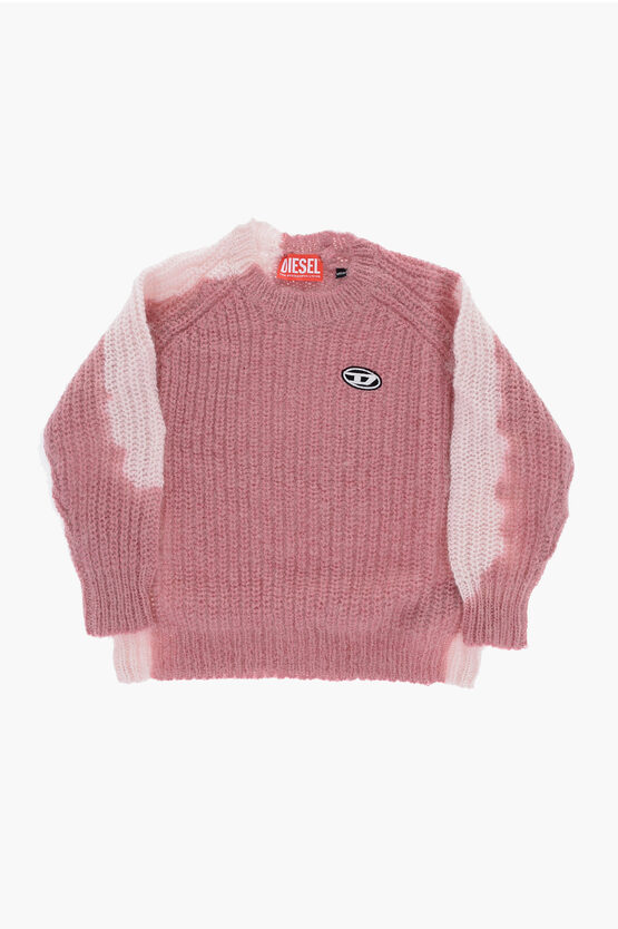 Shop Diesel Two-tone Wool Blend Kosimo Crew-neck Sweater