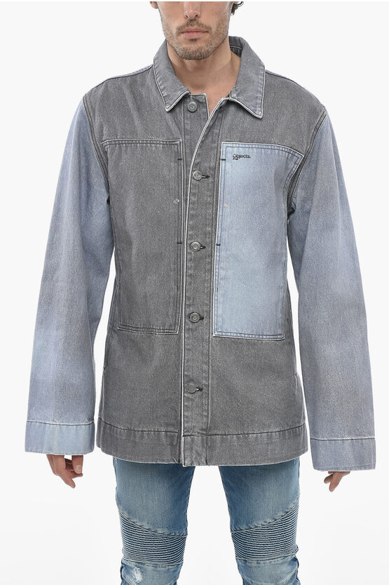 Objects Iv Life Two-toned Denim Jacket With Loose Fit In Blue