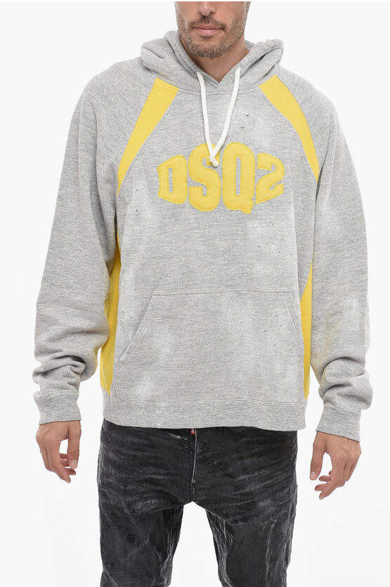 Shop Dsquared2 Two-toned Hoodie Sweatshirt With Embroidered Logo