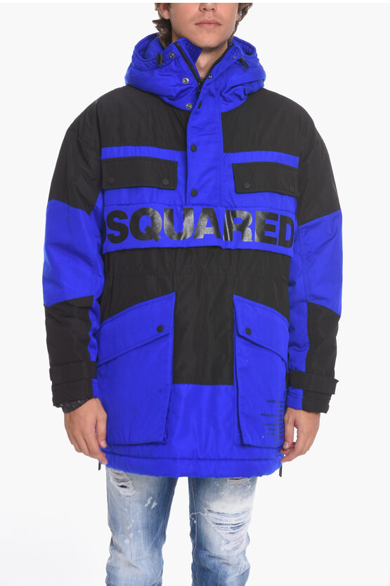 DSQUARED2 TWO-TONED PUFFER JACKET WITH MAXI POCKETS