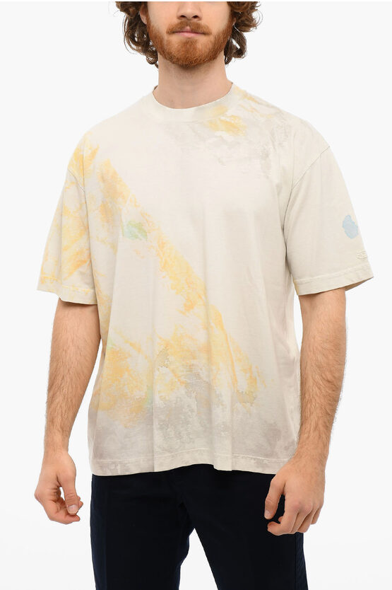 Diesel Tye-dye-printed T-wash Crewneck T-shirt In Neutral
