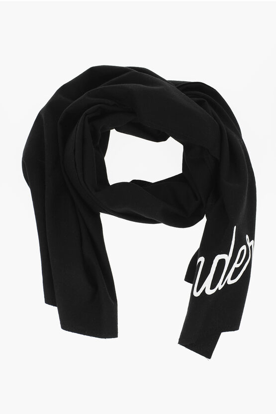 Undercover Ism Wool Scarf With Contrasting Print In Black