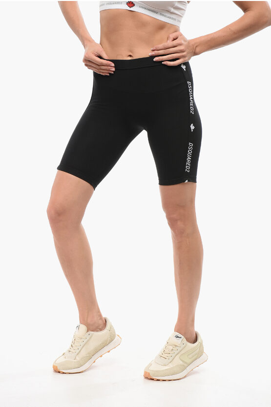 Dsquared2 Underwear Biker Leggings With Logoed Bands In Black