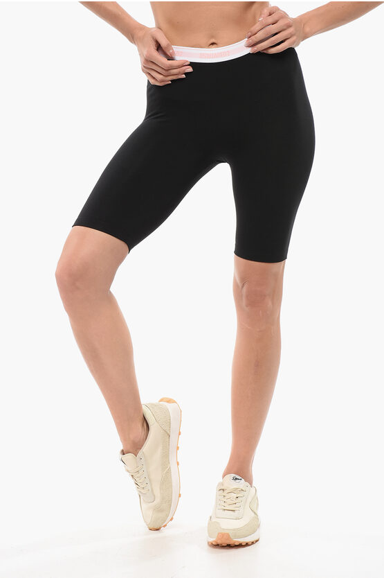 Dsquared2 Underwear Biker Leggings With Logoed Waistband In Black