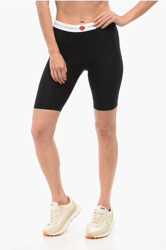 Dsquared2 Underwear Biker Leggings With Logoed Waistband In Black