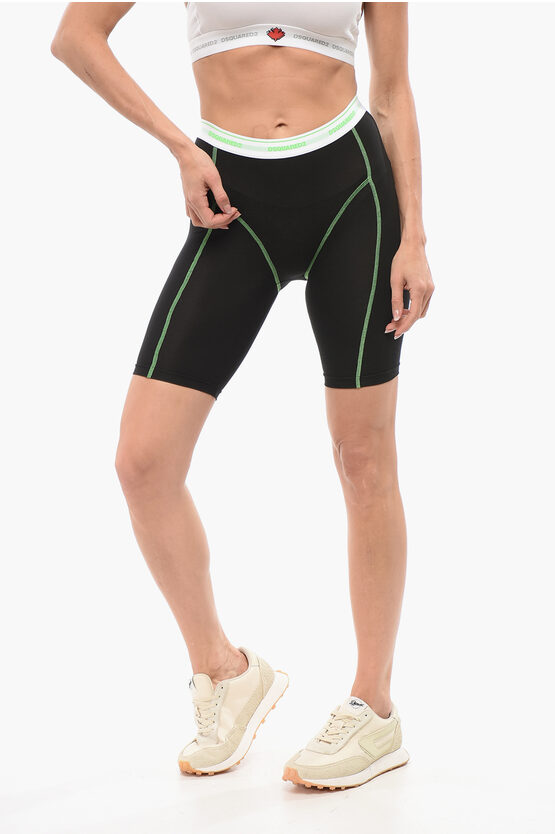 Dsquared2 Underwear Biker Leggings With Visible Stitchings In Black