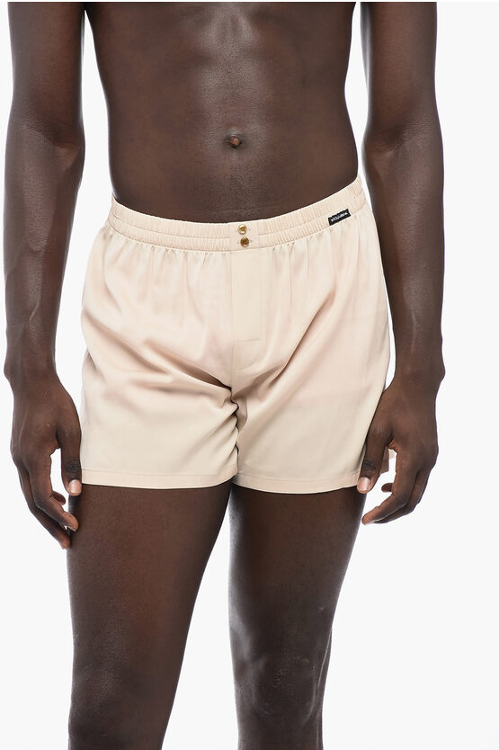 Shop Dolce & Gabbana Underwear Silk Shorts With Elastic Waistband