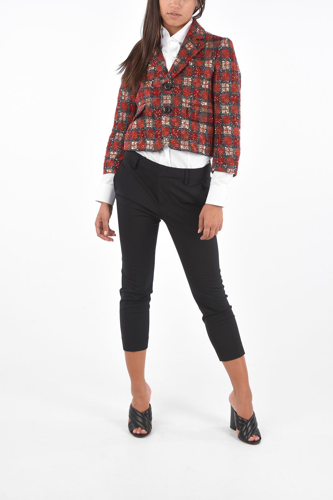 cropped tartan jacket