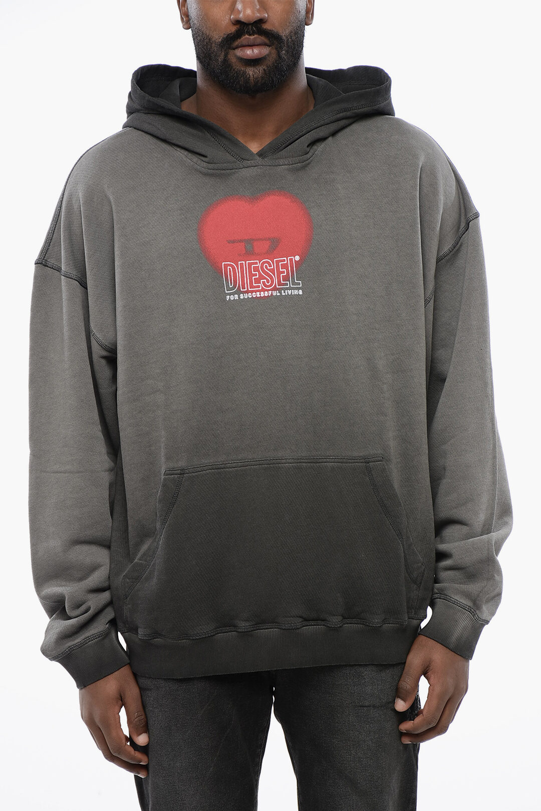 Diesel UNISEX Brushed Cotton S-BOXT-HOOD-N10 Hoodie with D-Heart