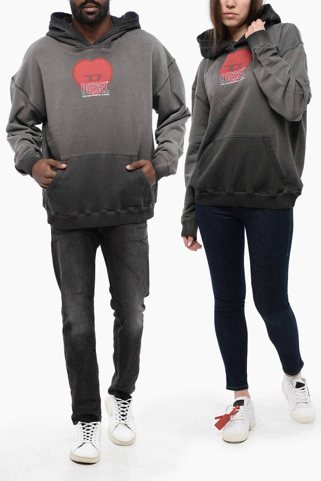 Diesel UNISEX Brushed Cotton S-BOXT-HOOD-N10 Hoodie with D-Heart