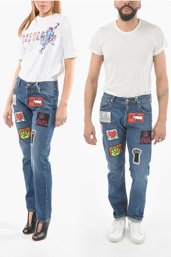 Honey Fucking Dijon Unisex Jeans With Patches 18cm In Blue