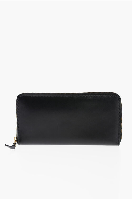 Comme Des Garçons Unisex Leather Long Wallet With Zipped Closure In Black