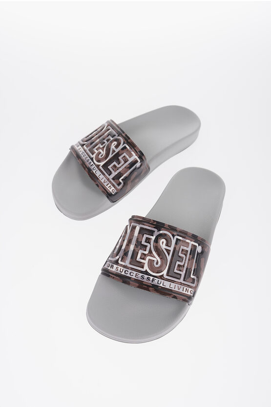 Shop Diesel Unisex Sa-mayemi Slides With Camo Motif