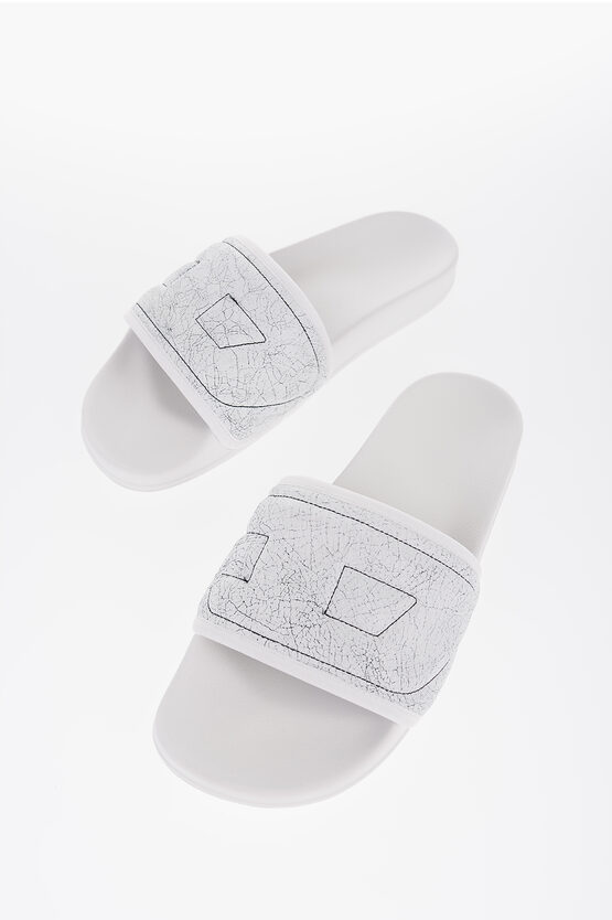 Shop Diesel Unisex Sa-mayemi Slides With Craquele Effect Band