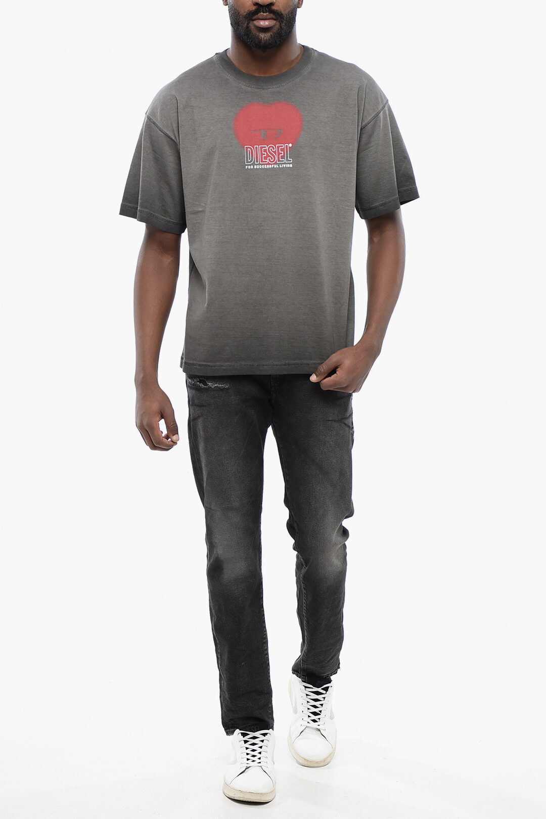 Diesel UNISEX Solid Color T-BUXT-N4 Crewneck T-Shirt with D