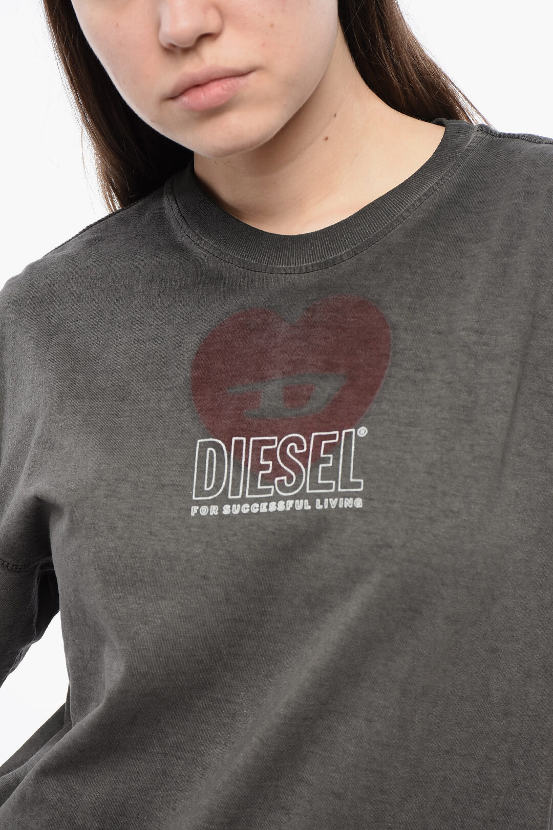 Diesel UNISEX Solid Color T-BUXT-N4 Crewneck T-Shirt with D
